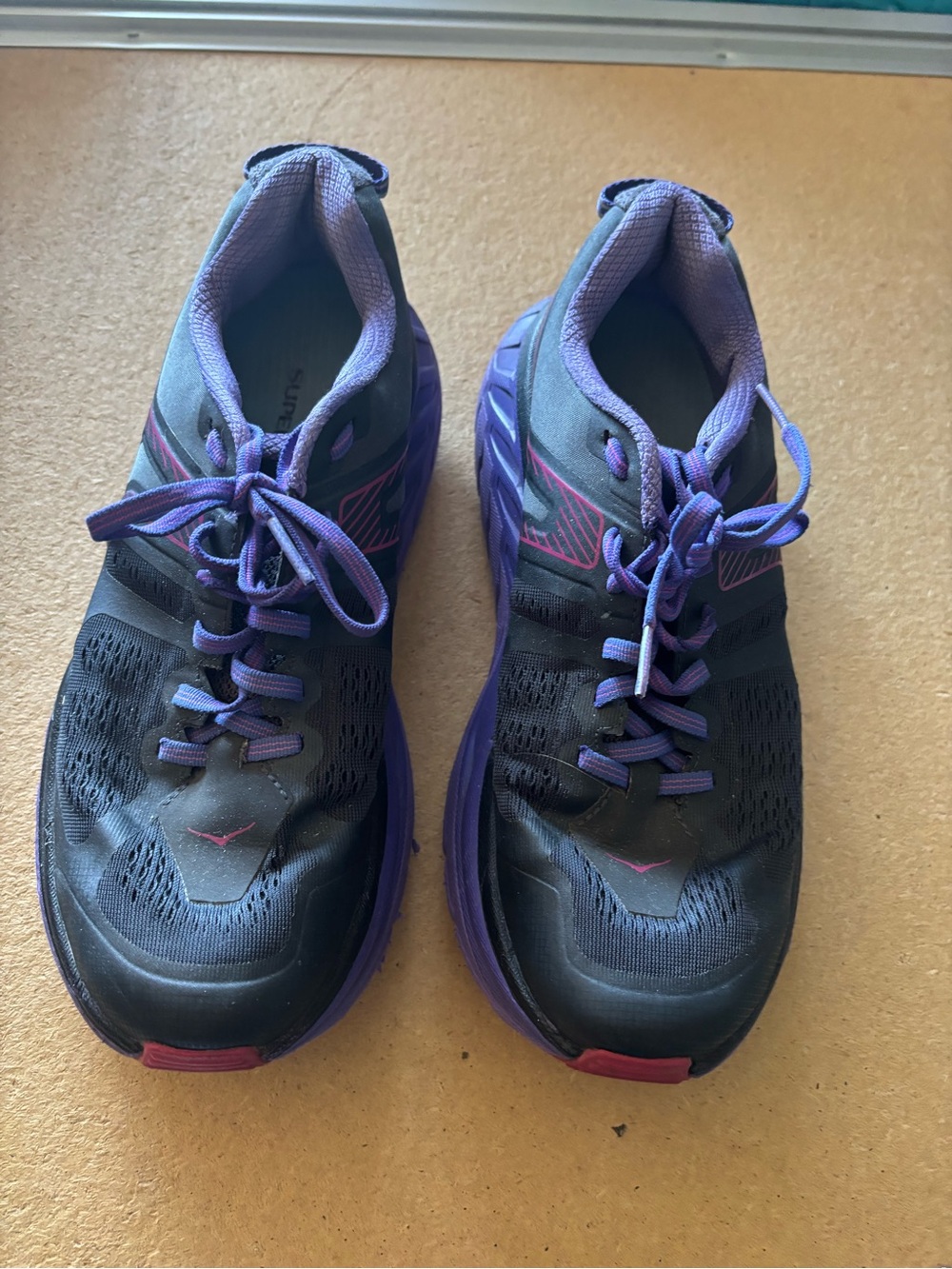 HOKA Trail Running Shoes Women’s 9.5 Black Purple Pink Athletic Sneaker